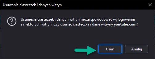 usuń ciasteczka Firefox