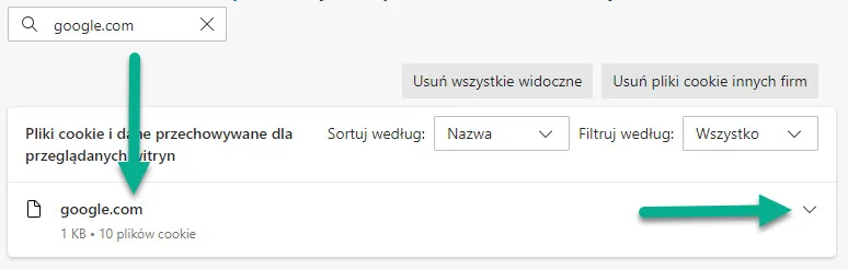 edge usuń ciasteczka