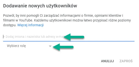 Dodawanie administratora kanału YouTube