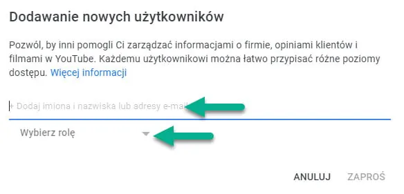 Dodawanie administratora kanału YouTube