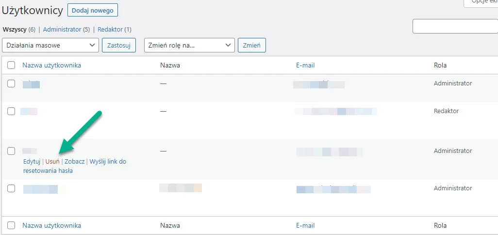 Odbieranie dostępu panelu administracyjnego WP