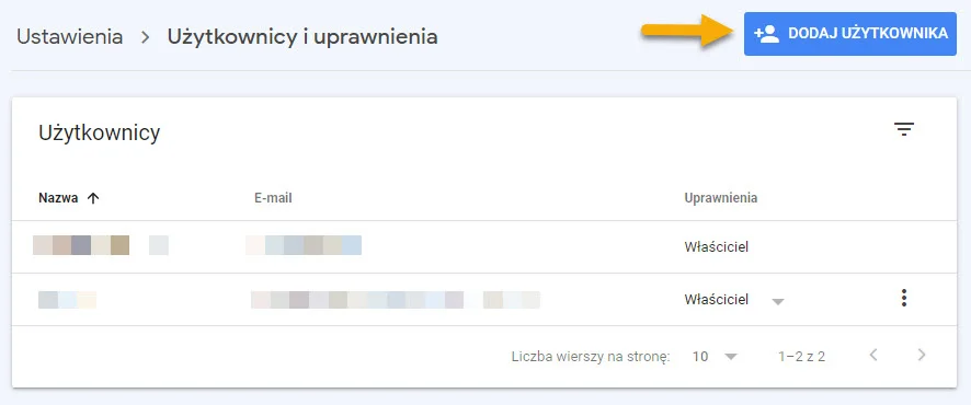 Google Search Console dodaj użytkownika