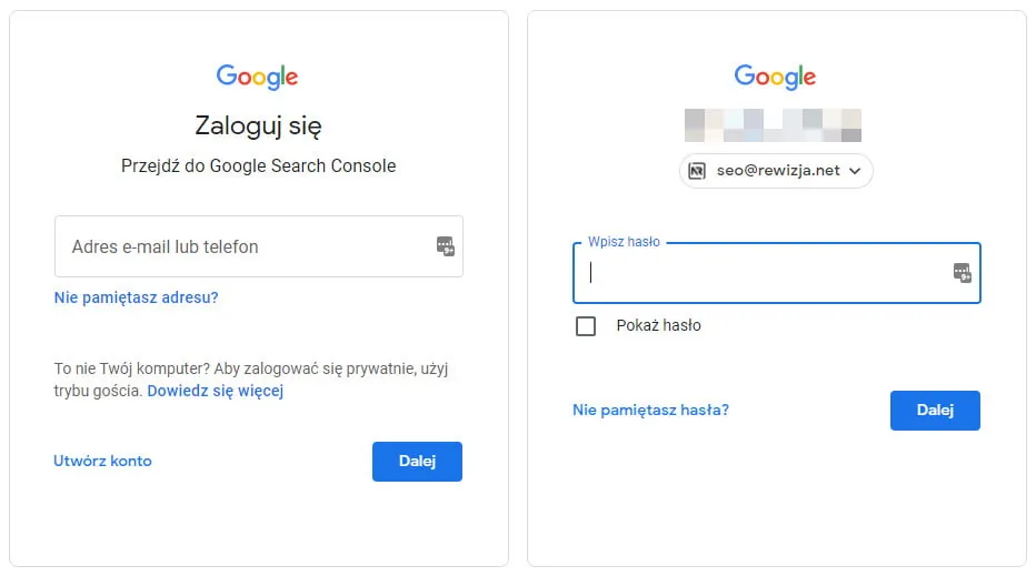 Logowanie Google