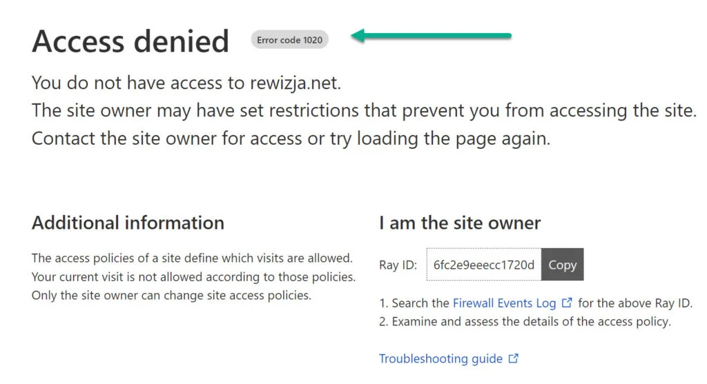 Strona zablokowana w CloudFlare