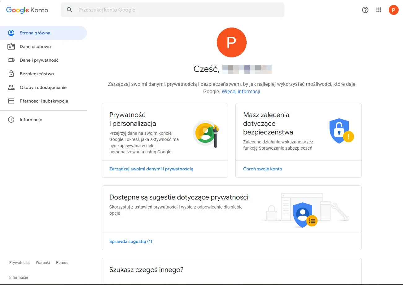 panel konta Google